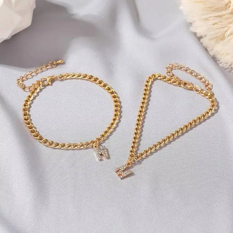 18K Gold Initial Curby Anklet, Custom Ankle Bracelet, A - Z Crystal Cubic Zirconia Letter Anklet, Gold Chain, Anklebone Beauty, Personalized JettsJewelers