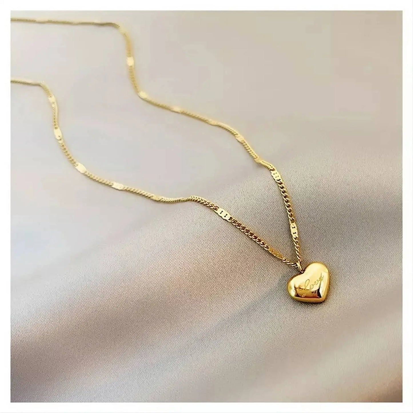 18K Gold Love Heart Pendant Necklace for Women Stainless Steel Gold Plated JettsJewelers