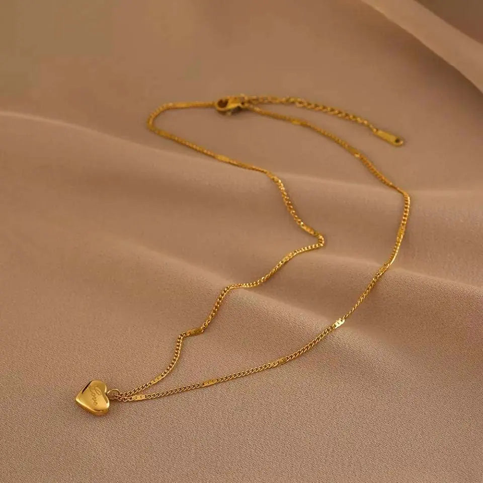 18K Gold Love Heart Pendant Necklace for Women Stainless Steel Gold Plated JettsJewelers