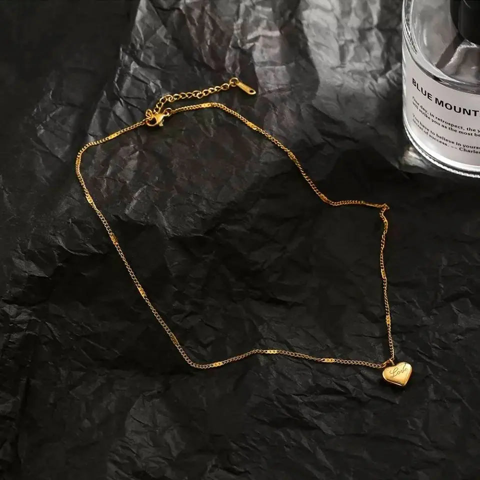 18K Gold Love Heart Pendant Necklace for Women Stainless Steel Gold Plated JettsJewelers