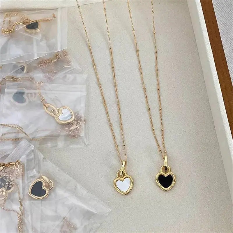 18K Gold Plated 2 Sided Shell Heart Pendant Necklace for Women JettsJewelers