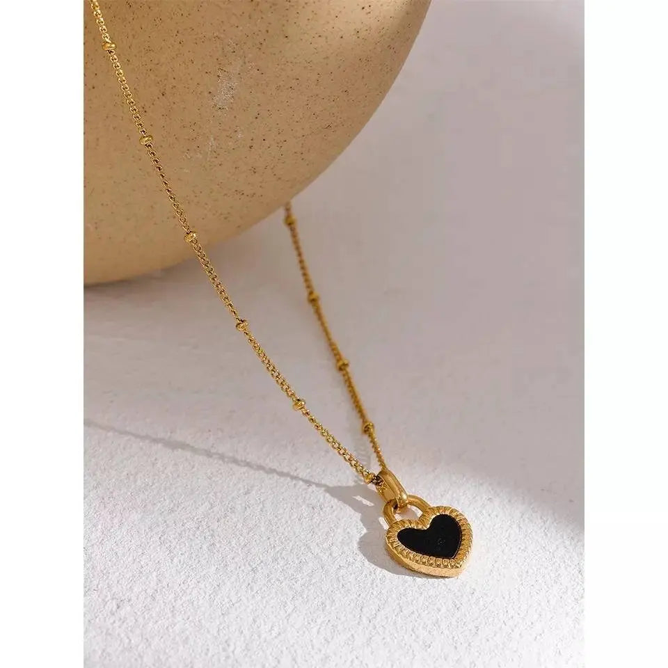 18K Gold Plated 2 Sided Shell Heart Pendant Necklace for Women JettsJewelers
