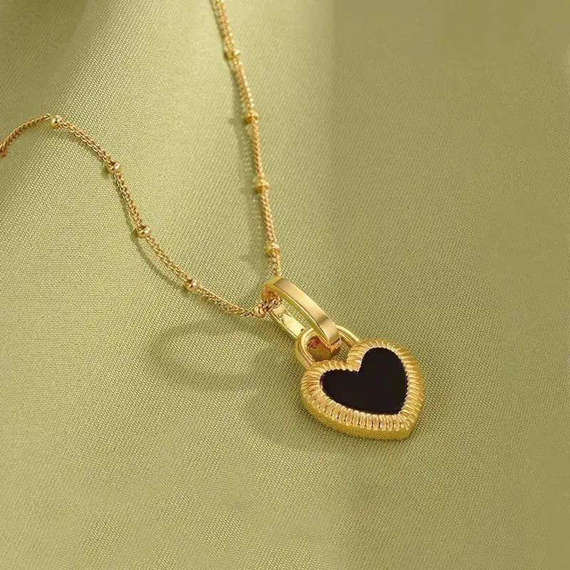 18K Gold Plated 2 Sided Shell Heart Pendant Necklace for Women JettsJewelers