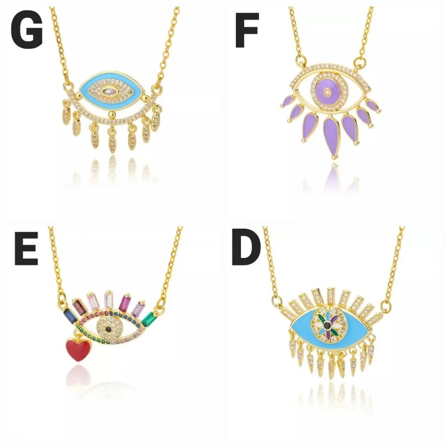 18K Gold Plated Evil Eye Pendant Necklace Clavicle for Women Stainless Steel Gold Plated JettsJewelers