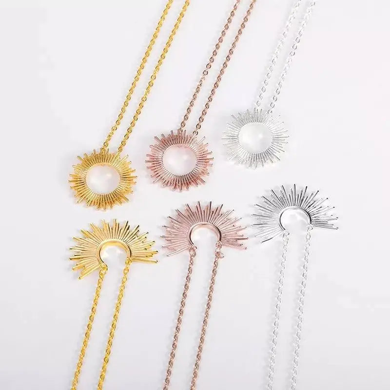 18K Gold Plated Vintage Spike Sunburst Pendant Necklace for Women Stainless Steel Gold Plated JettsJewelers