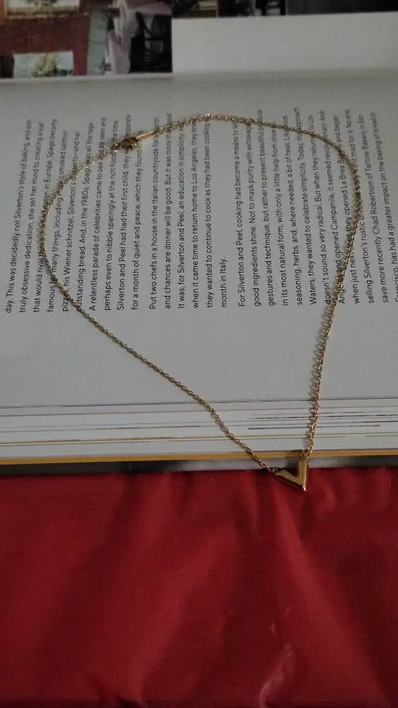 18K Gold V Pendant Necklace for Women Stainless Steel Gold Plated JettsJewelers