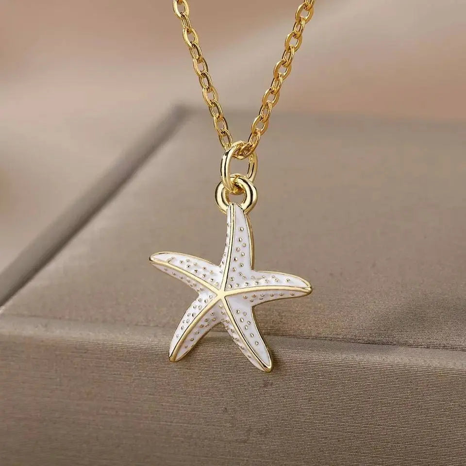 18k Gold Plated Colored Starfish Pendant Necklace JettsJewelers
