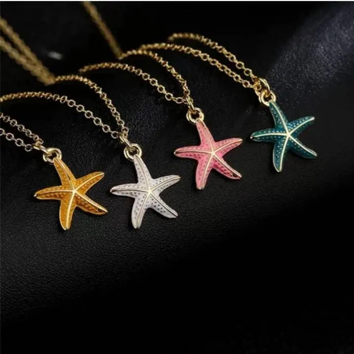 18k Gold Plated Colored Starfish Pendant Necklace JettsJewelers