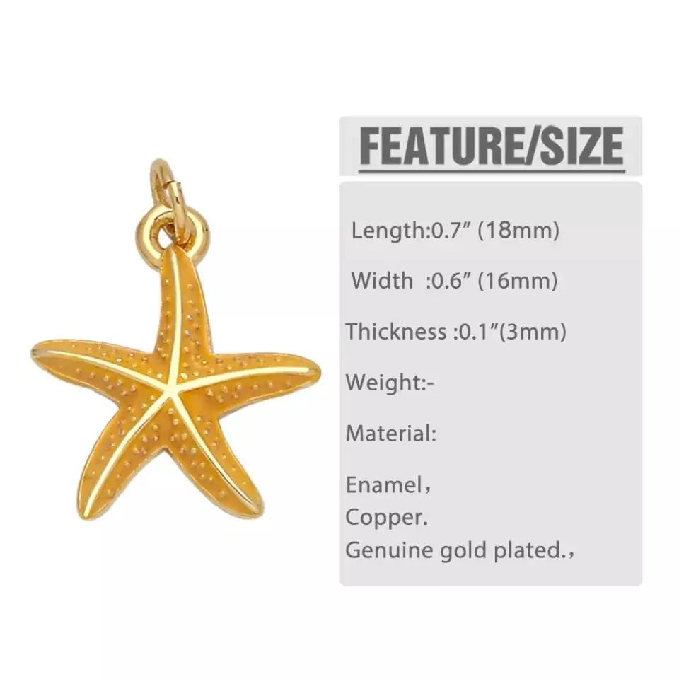 18k Gold Plated Colored Starfish Pendant Necklace JettsJewelers