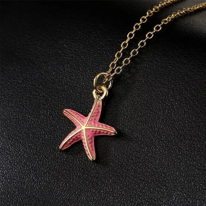 18k Gold Plated Colored Starfish Pendant Necklace JettsJewelers