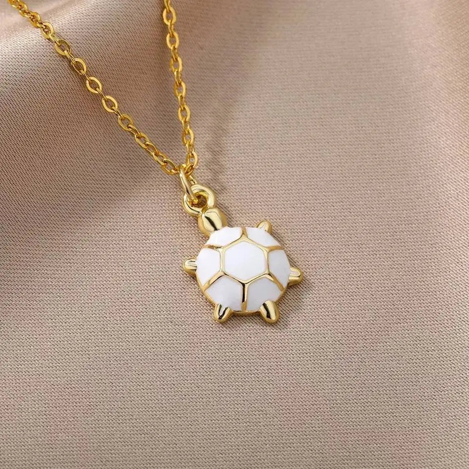 18k Gold Plated Colored Turtle Pendant Necklace JettsJewelers