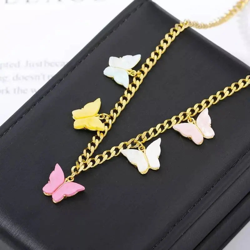 18k Gold Plated Colorful Butterfly Necklace JettsJewelers