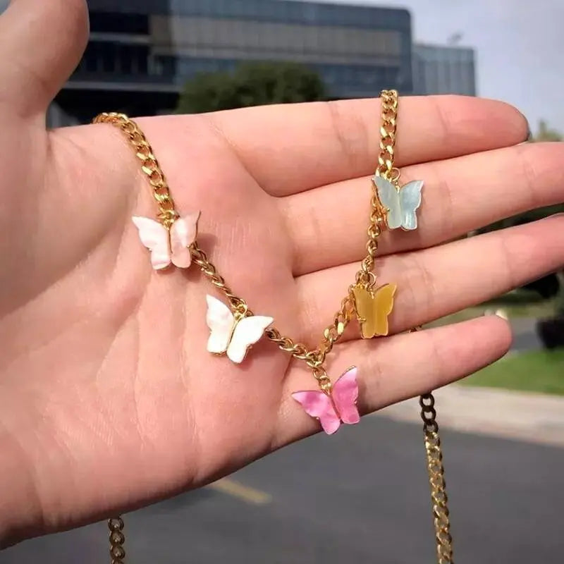 18k Gold Plated Colorful Butterfly Necklace JettsJewelers