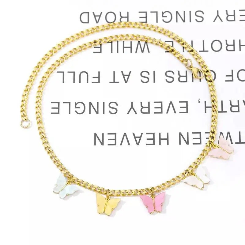 18k Gold Plated Colorful Butterfly Necklace JettsJewelers
