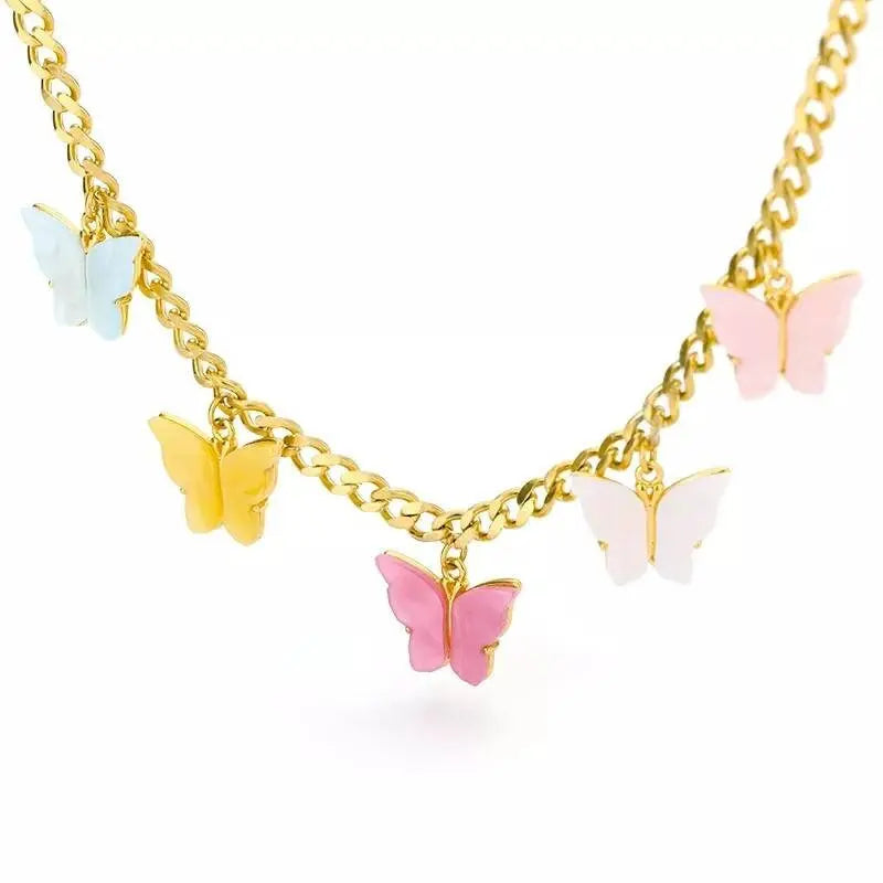 18k Gold Plated Colorful Butterfly Necklace JettsJewelers