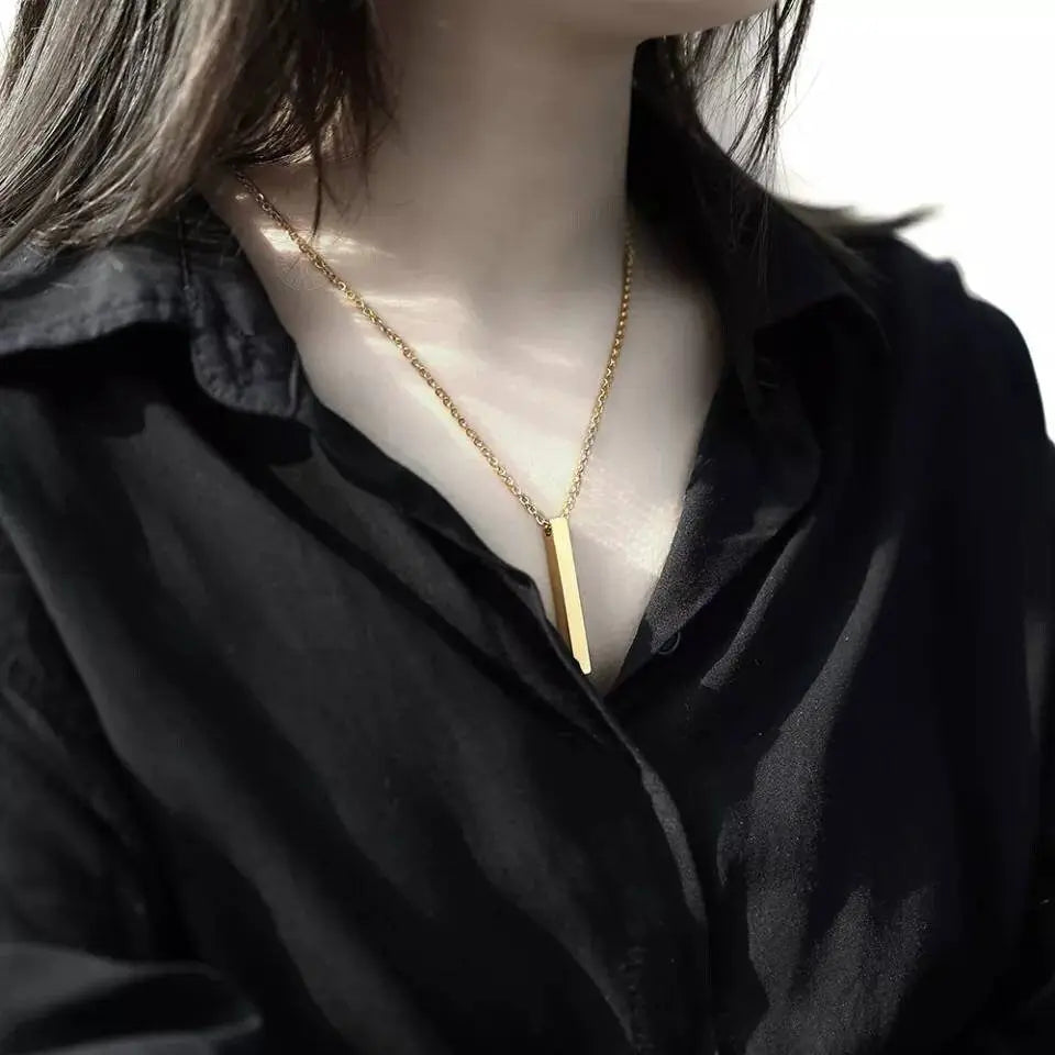 18k Plated Gold 3D Bar Necklace, 4 Sided Vertical Cube Bar, Gold Bar Jewelry, 4 Sides Family Kids Names Engraved Memorial Bar Necklace JettsJewelers