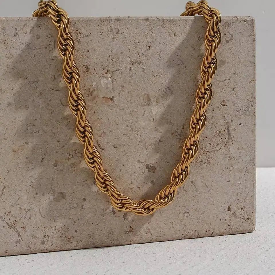 18k Real Gold Plated Rope Chain 2.5mm 5mm Stainless Steel Men Chain Necklace Women Chains Silver JettsJewelers