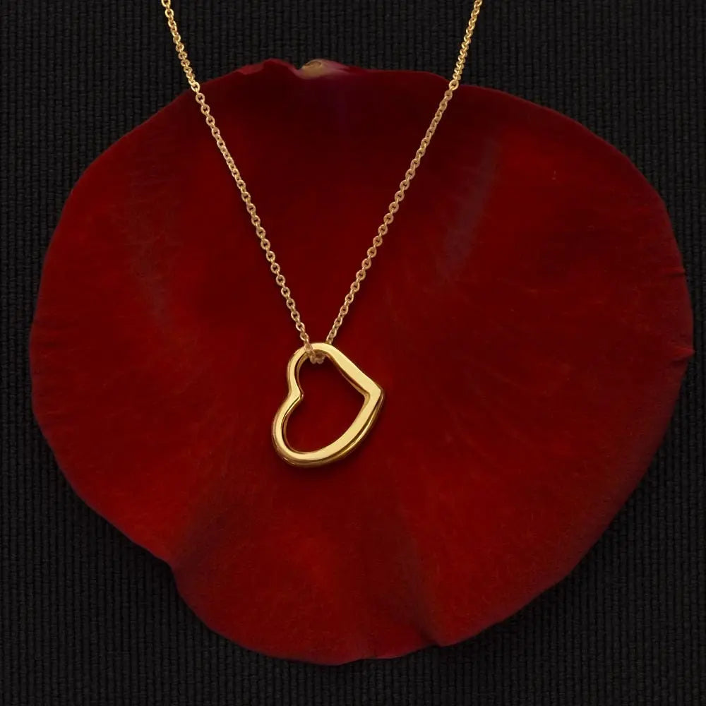 18k Yellow Gold .925 solid Sterling Silver Delicate Heart Necklace JettsJewelers