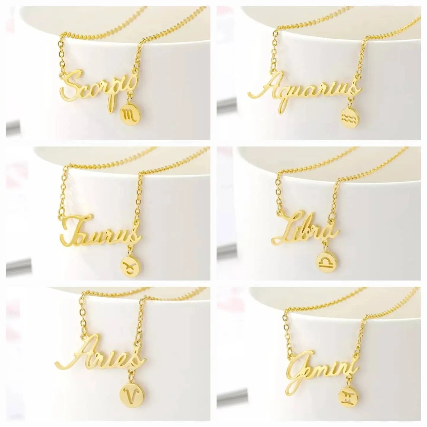 18k Yellow Gold Silver Plated Zodiac Constellation Necklace JettsJewelers