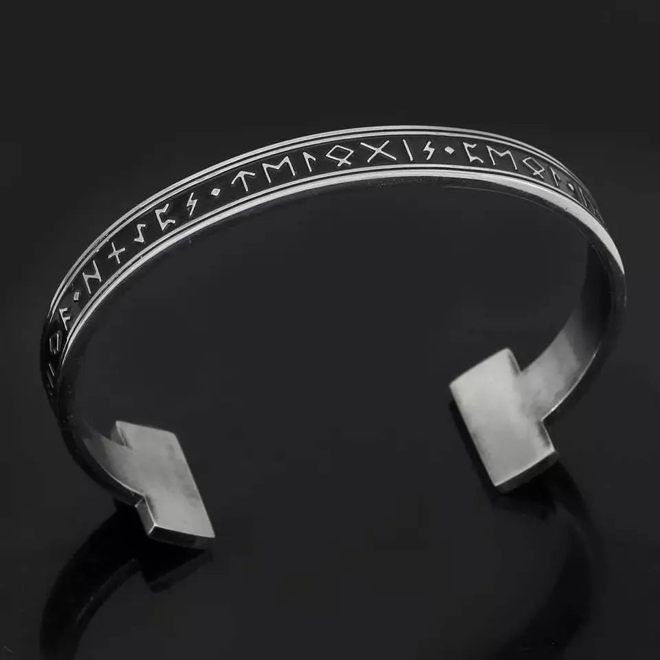 1pc Stainless Steel Mens Handmade Nortic Rune Bangle Cuff JettsJewelers