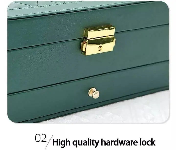 2 Layered Jewelry box for Woman Layer Large Jewelry Storage Case, PU Leather Jewellery Organizer Holder with Lock Removable Ring JettsJewelers
