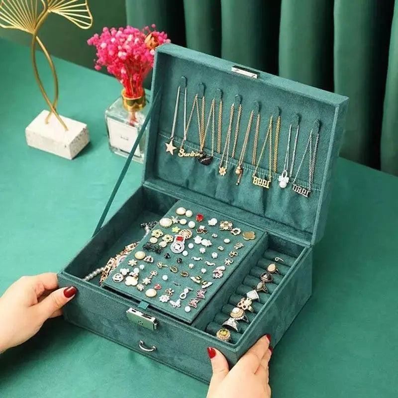 2 Tier Lockable Stackable Storage Jewelry Organizer Velvet - JettsJewelers