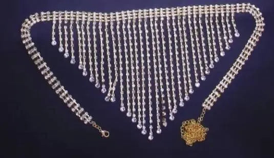 2 pc Bra Bikini Set Crystal Tassel Body Chains Belly Dance Skirts Rhinestones Sexy Bikini Summer Beach Hip Waist Beachwear - JettsJewelers