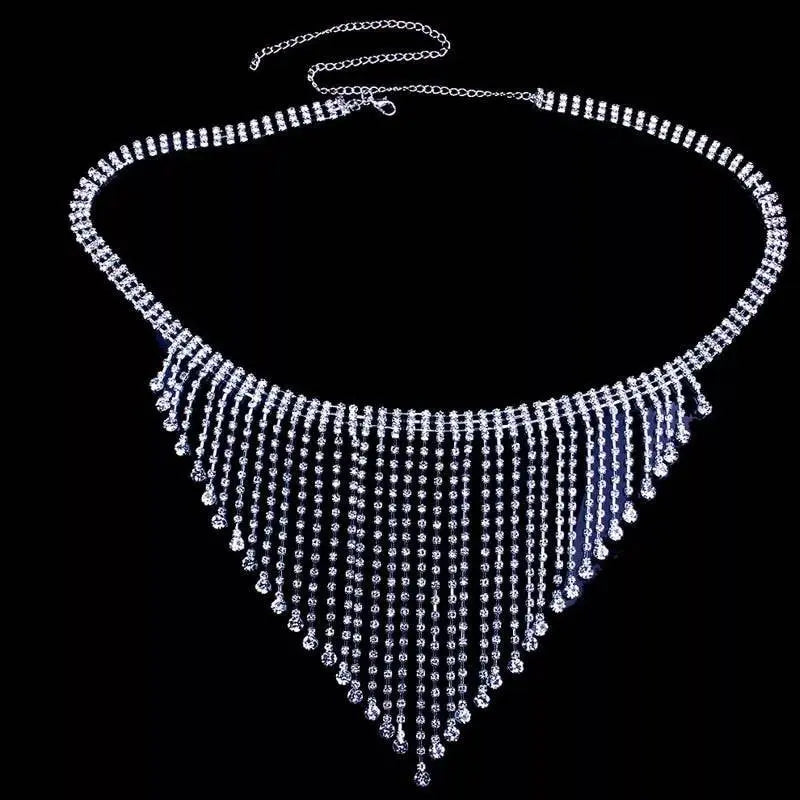 2 pc Bra Bikini Set Crystal Tassel Body Chains Belly Dance Skirts Rhinestones Sexy Bikini Summer Beach Hip Waist Beachwear JettsJewelers