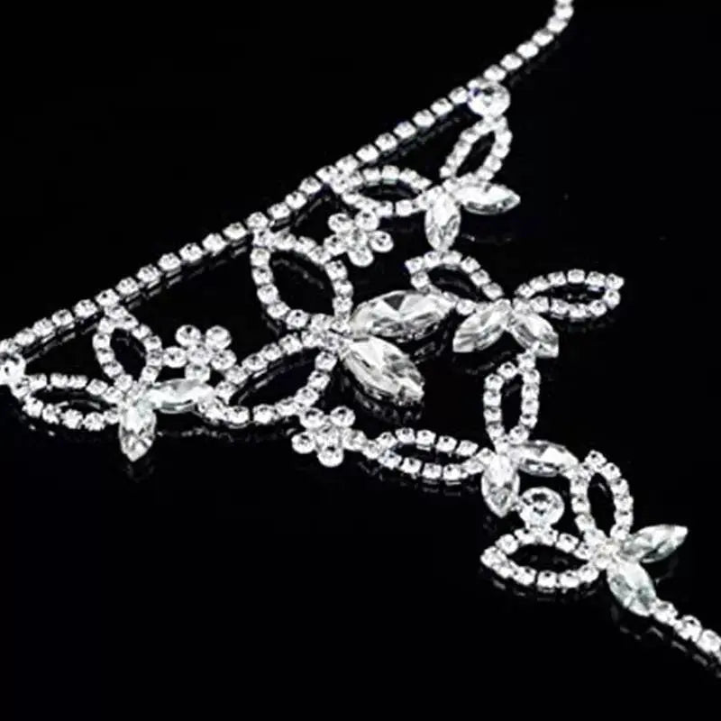 2 pc Women's Adjustable Chain Butterfly Barefoot Sandals Beach Wedding Jewelry Anklet with Rhinestone Toe Ring Leaf Bridal Toe - JettsJewelers