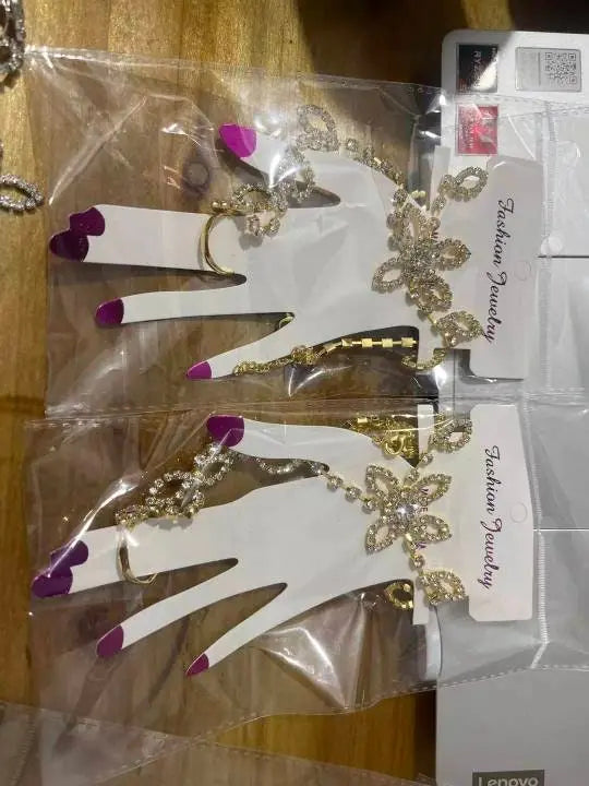 2 pc Womens Adjustable Chain Barefoot Sandals Beach Wedding Jewelry Anklet with Rhinestone Toe Ring Leaf Bridal Toe JettsJewelers