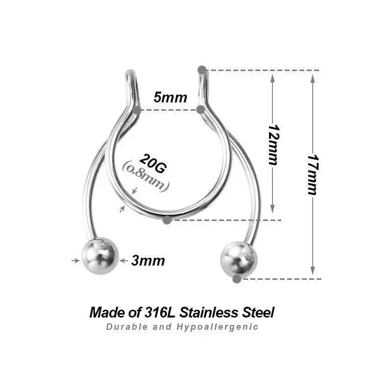 20G 5 Pcs Fake Nose Rings Hoop Clip-on Stainless Steel Septum Jewelry Non Piercing Cartilage Earring Lip Rings Faux Nose Ring Piercing - JettsJewelers