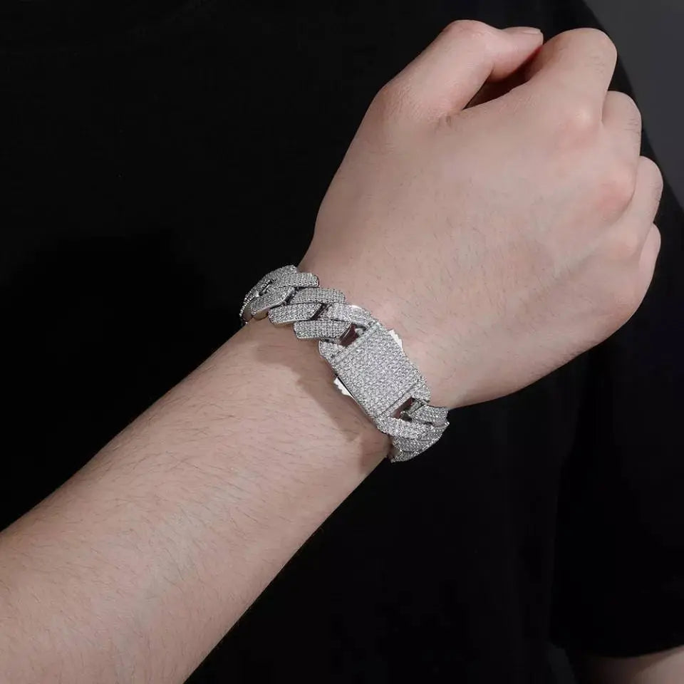 20mm Cuban Link Bracelet Hypoallergenic 14K REAL Gold Plated Iced Out Hip Hop Jewelry 5A+ Cubic Zirconia Prong-setting for Men Women - JettsJewelers