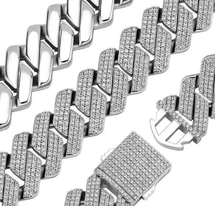 20mm Cuban Link Bracelet Hypoallergenic 14K REAL Gold Plated Iced Out Hip Hop Jewelry 5A+ Cubic Zirconia Prong-setting for Men Women - JettsJewelers