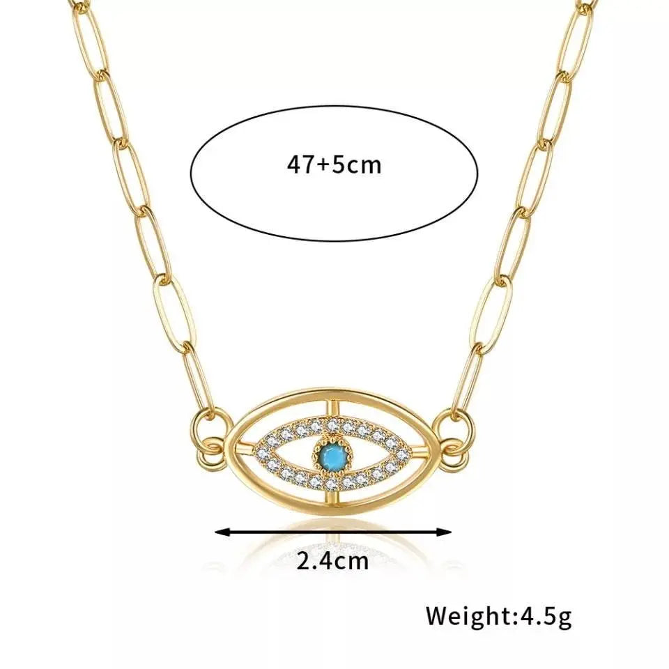 2pc Evil Eye Necklaces and Bracelet 14K, Gold Plated Dainty Chocker Necklace Delicate Jewelry Gift for Women - JettsJewelers