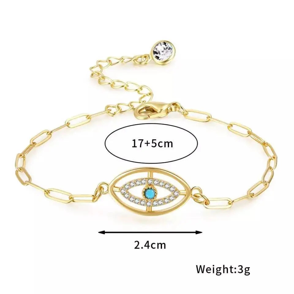 2pc Evil Eye Necklaces and Bracelet 14K, Gold Plated Dainty Chocker Necklace Delicate Jewelry Gift for Women - JettsJewelers