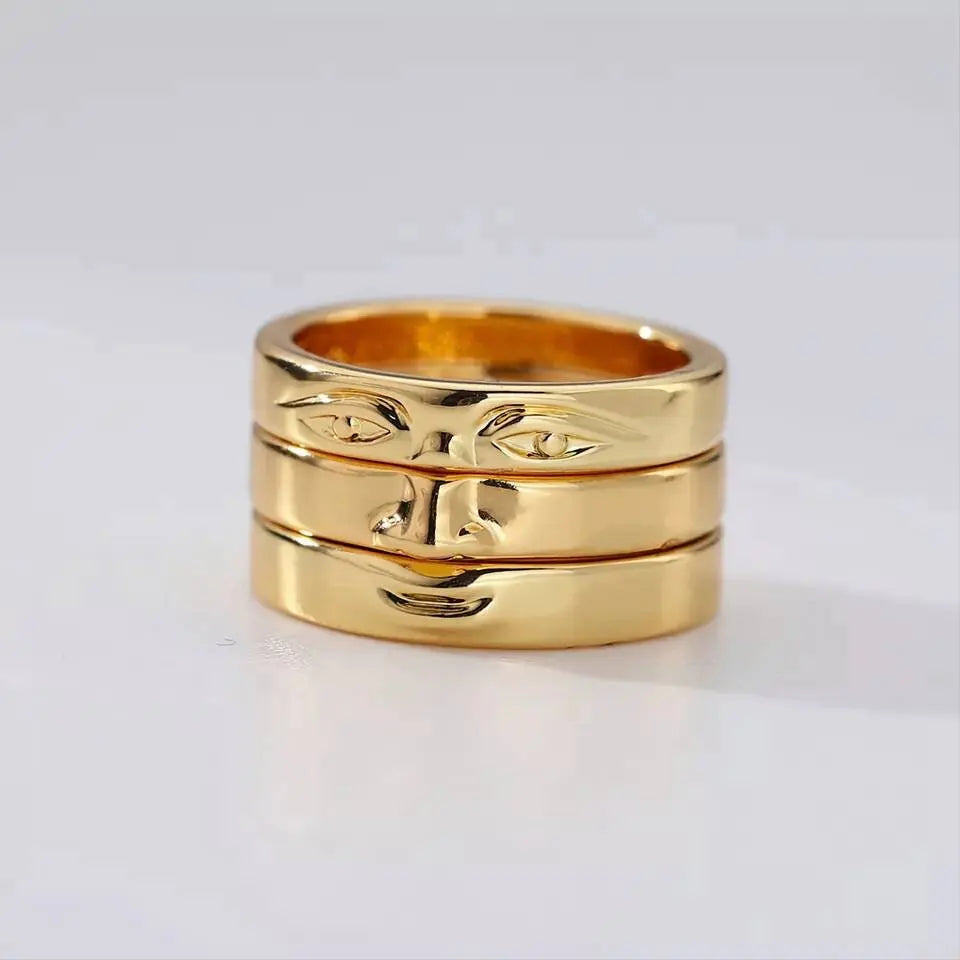 3 Pieces Face Gold Silver Stackable Enternity Ring Rose Gold Silver Plated Stainless Steel JettsJewelers