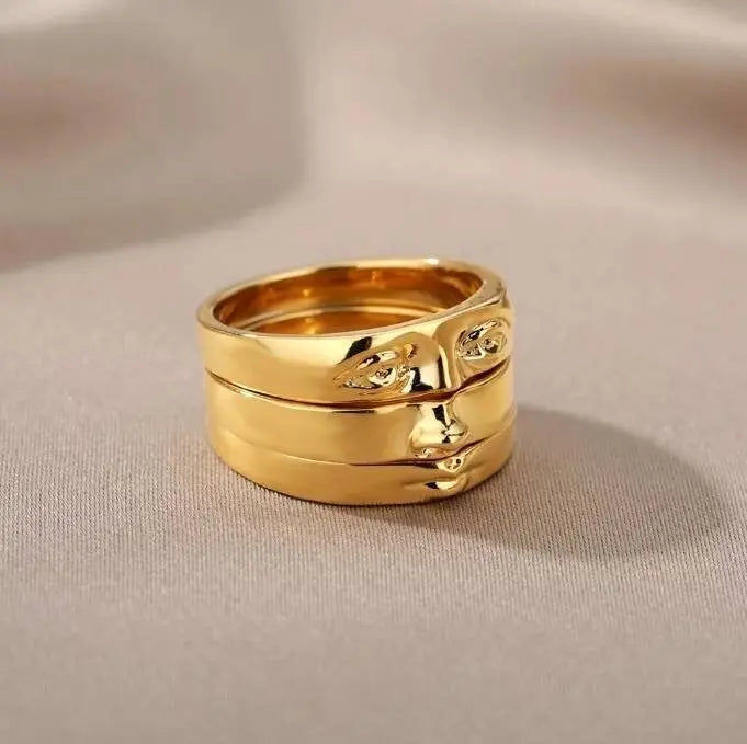 3 Pieces Face Gold Silver Stackable Enternity Ring Rose Gold Silver Plated Stainless Steel JettsJewelers