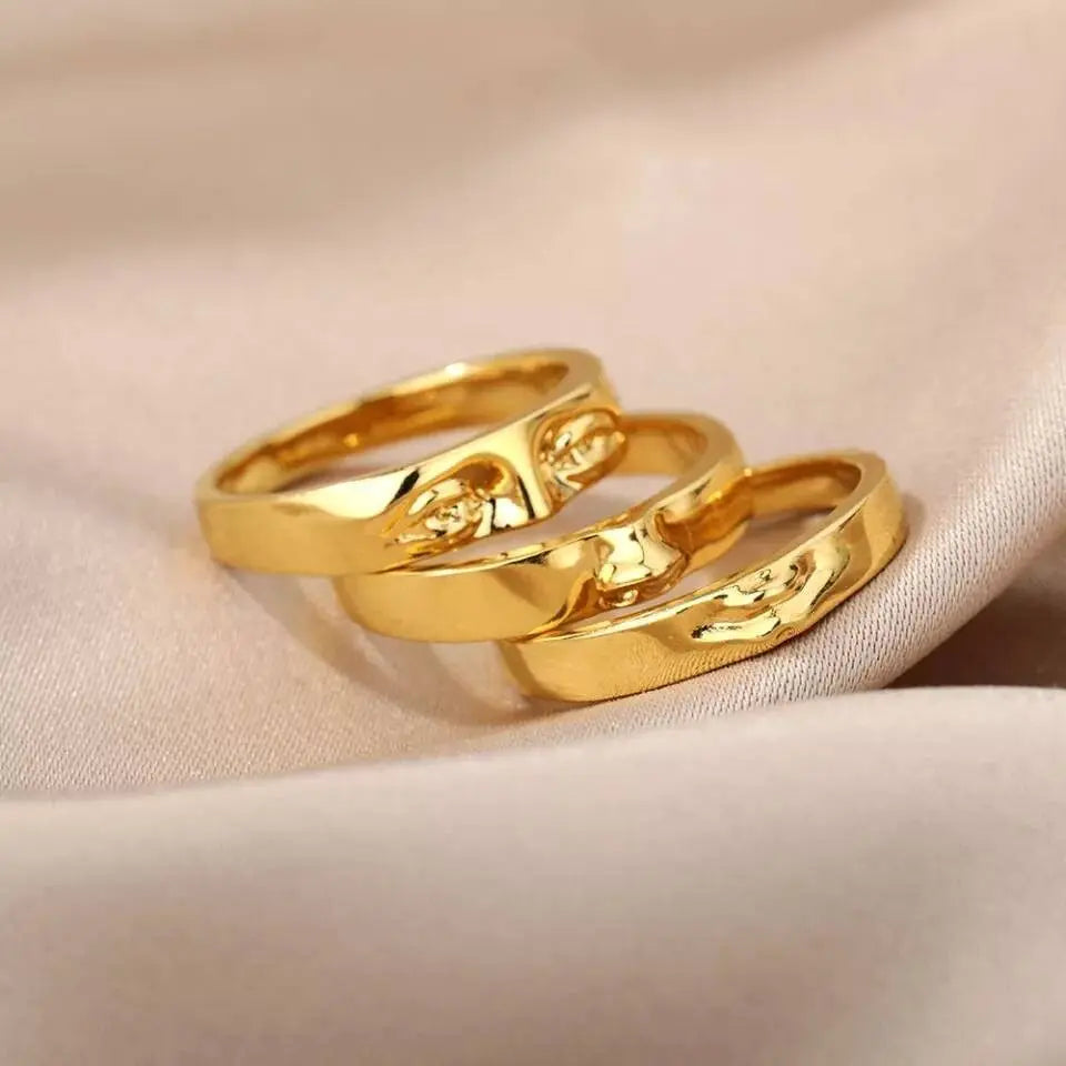3 Pieces Face Gold Silver Stackable Enternity Ring Rose Gold Silver Plated Stainless Steel JettsJewelers