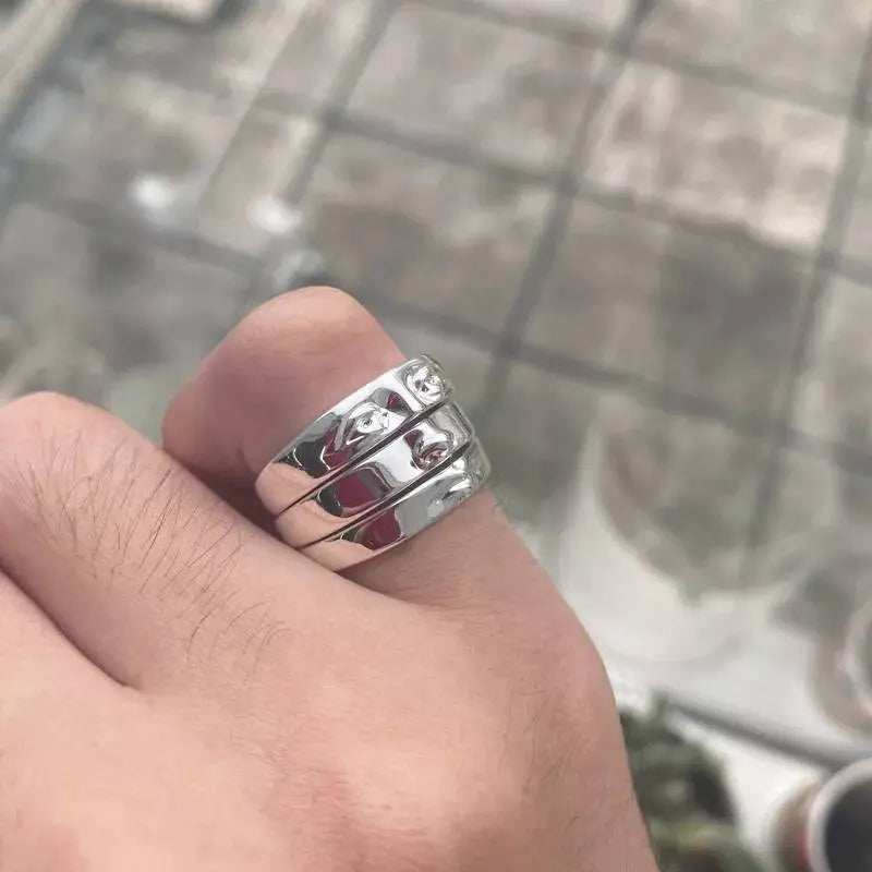3 Pieces Face Gold Silver Stackable Enternity Ring Rose Gold Silver Plated Stainless Steel JettsJewelers