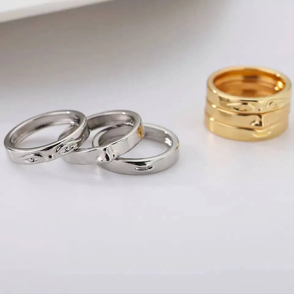 3 Pieces Face Gold Silver Stackable Enternity Ring Rose Gold Silver Plated Stainless Steel JettsJewelers