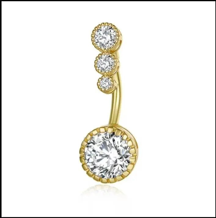 3 pc 14G Sterling Silver, Gold, Rose Gold Navel Piercing Dangle Jewelry Zircon Belly Button Ring Cute Sexy Body Piercing Jewelry - JettsJewelers