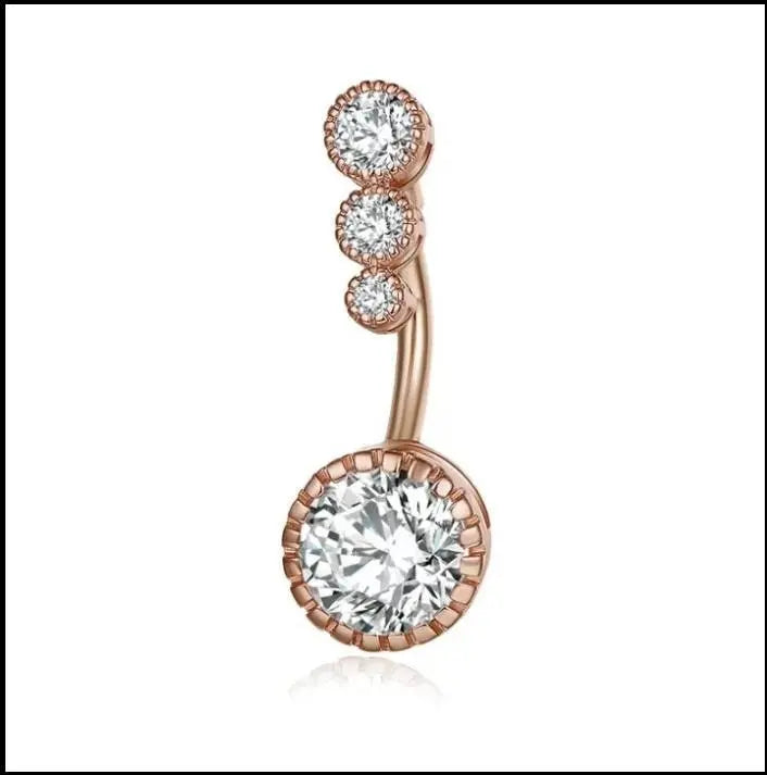 3 pc 14G Sterling Silver, Gold, Rose Gold Navel Piercing Dangle Jewelry Zircon Belly Button Ring Cute Sexy Body Piercing Jewelry - JettsJewelers