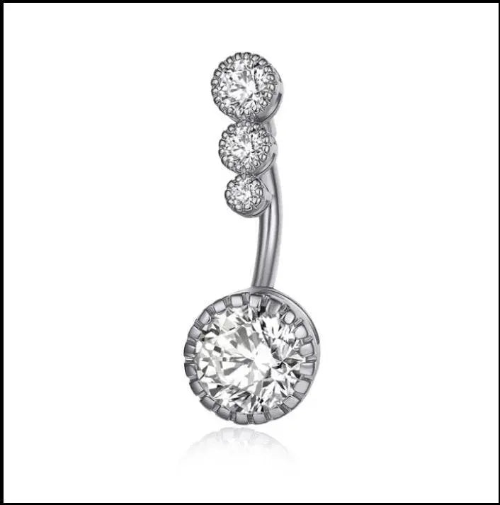 3 pc 14G Sterling Silver, Gold, Rose Gold Navel Piercing Dangle Jewelry Zircon Belly Button Ring Cute Sexy Body Piercing Jewelry - JettsJewelers