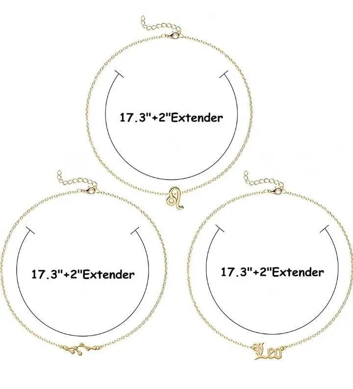 3Pcs Constellation Zodiac Layer Necklaces for Women Girls, Retro 14K Gold Plated 12 Constellation Pendant Necklace Exquisite Constellation - JettsJewelers
