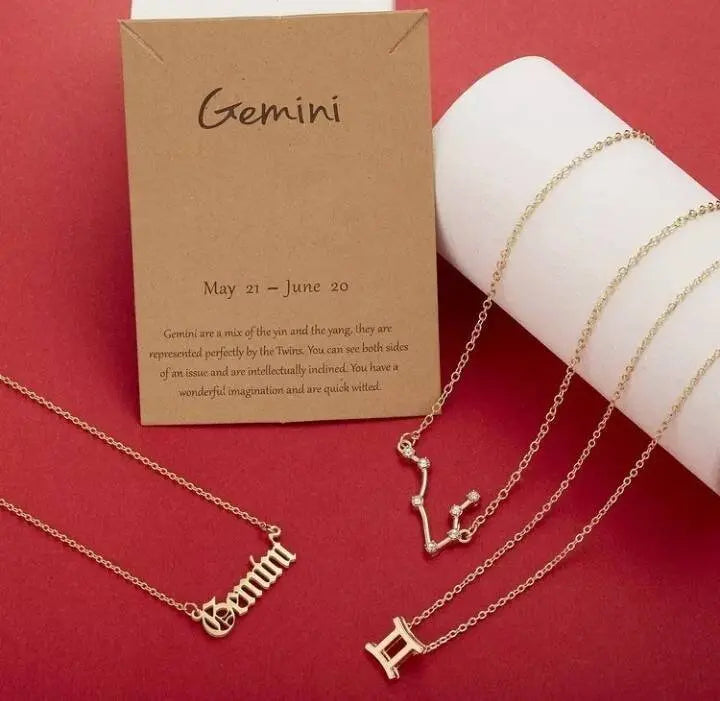 3Pcs Constellation Zodiac Layer Necklaces for Women Girls, Retro 14K Gold Plated 12 Constellation Pendant Necklace Exquisite Constellation JettsJewelers