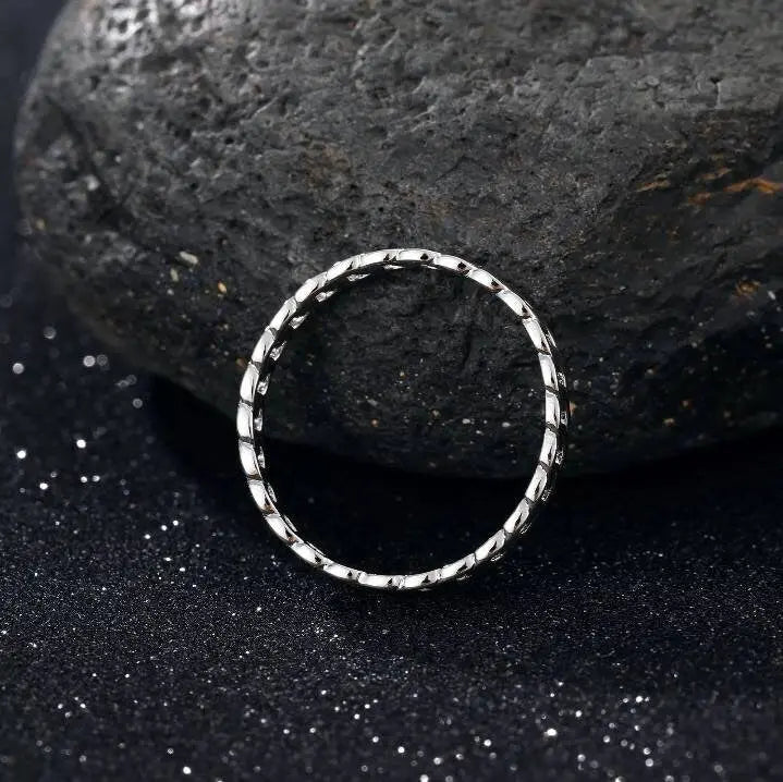 3mm 14K Gold Plated Brass Stackable Ring for Women Chain Link Engagement Rings Size 7-10 JettsJewelers