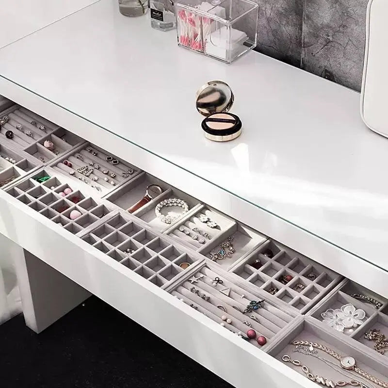 3pc Stackable Velvet Jewelry Trays Organizer, Jewelry Storage Display Trays for Drawer, Earring Necklace Bracelet Ring Organizer JettsJewelers