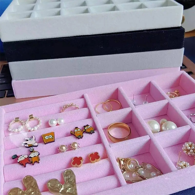 3pc Stackable Velvet Jewelry Trays Organizer, Jewelry Storage Display Trays for Drawer, Earring Necklace Bracelet Ring Organizer JettsJewelers