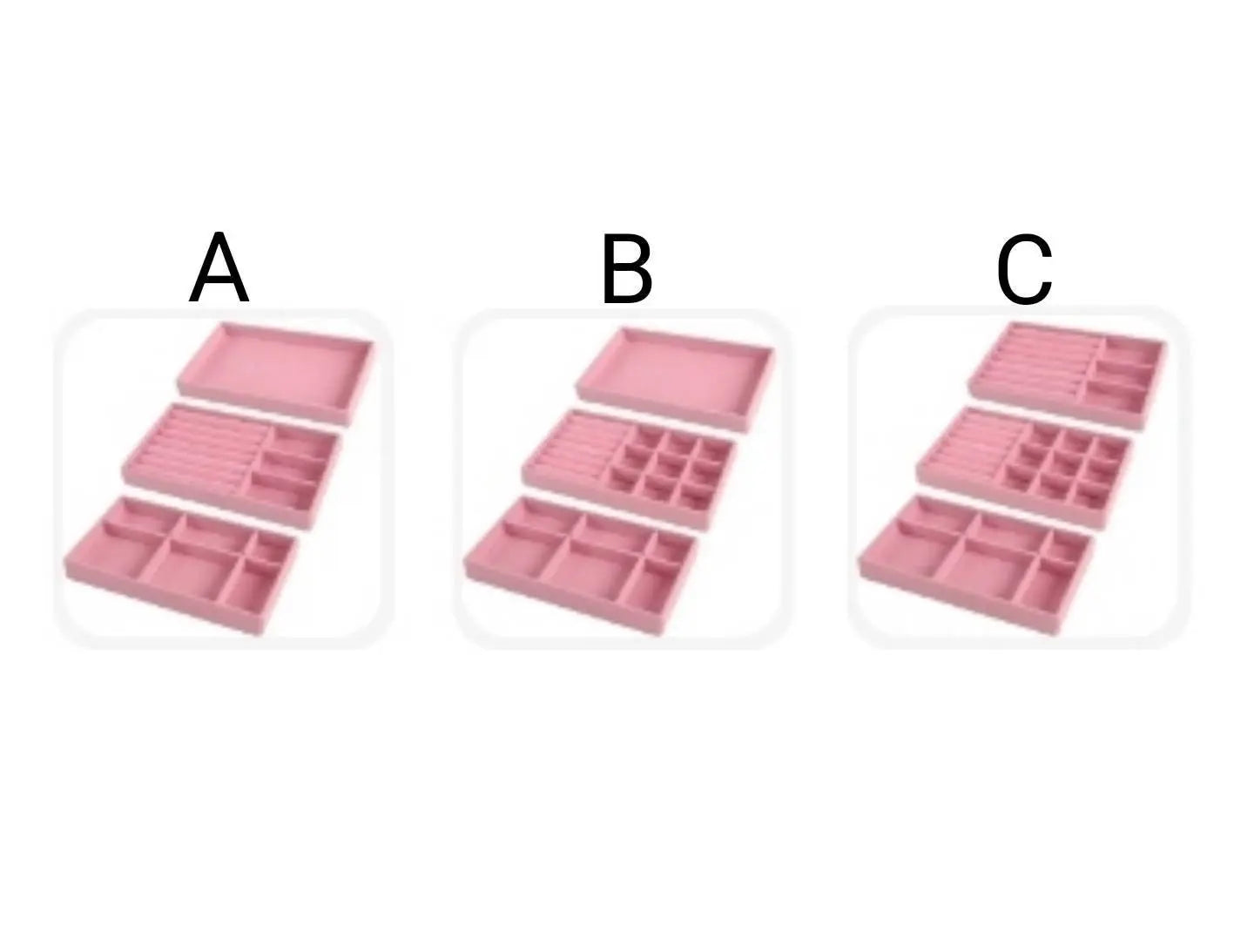 3pc Stackable Velvet Jewelry Trays Organizer, Jewelry Storage Display Trays for Drawer, Earring Necklace Bracelet Ring Organizer JettsJewelers