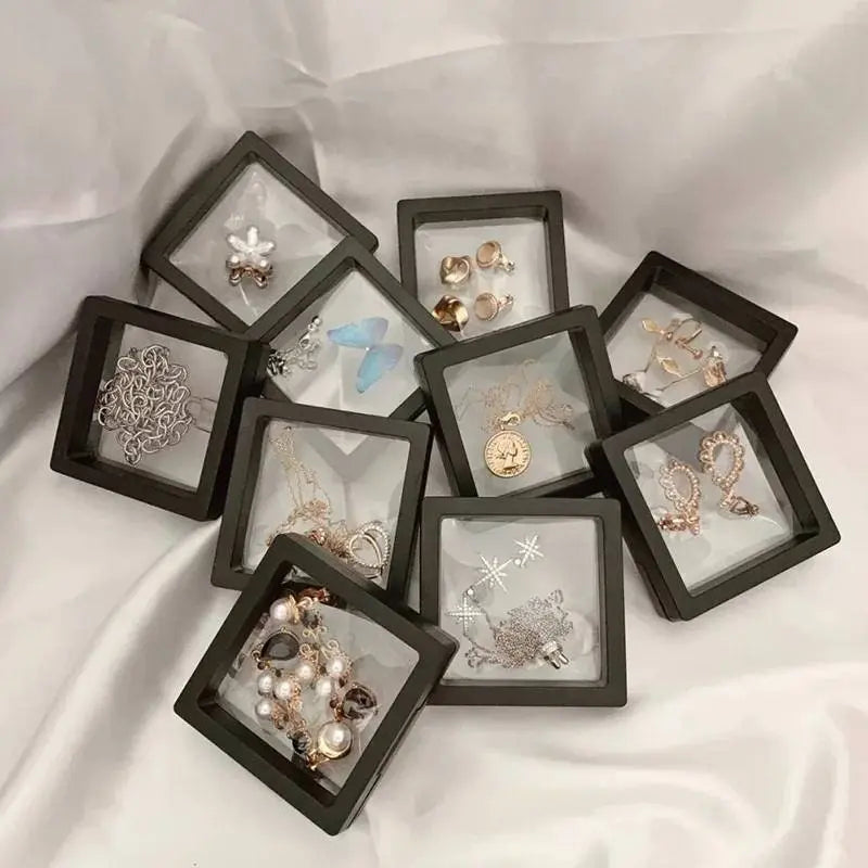 5/10Pcs 3D Floating Picture Frame Shadow Jewelry Box Display Stand Ring Pendant Holder Protect Jewelry Stone Presentation Case - JettsJewelers
